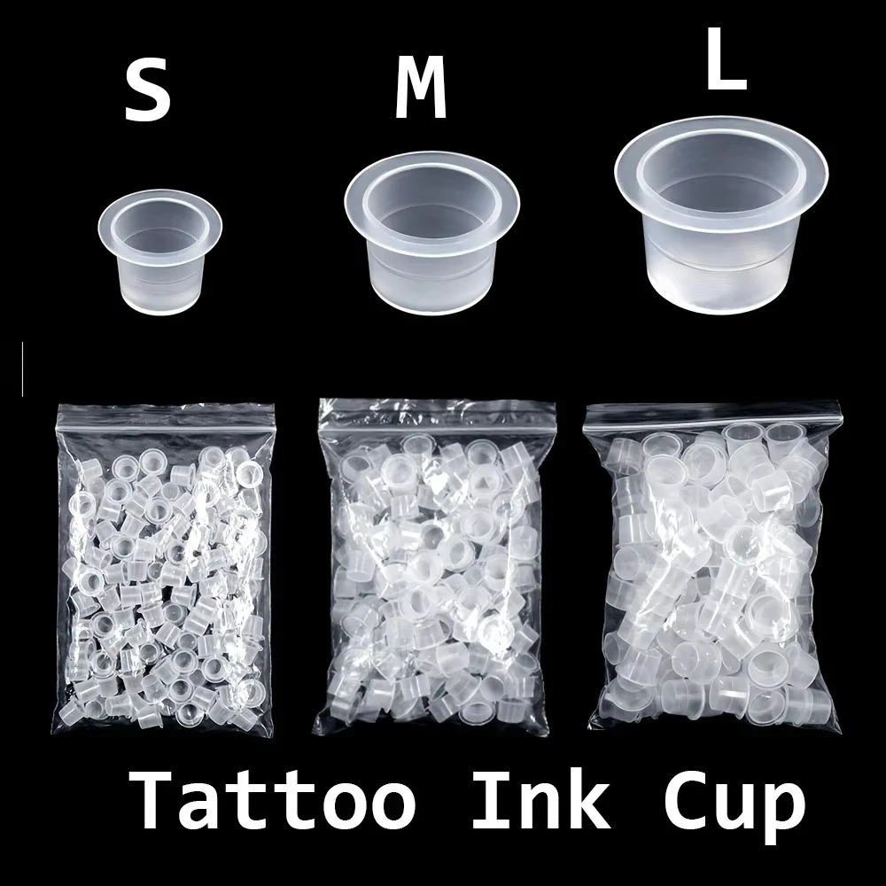 100/1000Pcs Disposable Microblading Tattoo Ink Cups S M L Clear Plastic Permanent Makeup Pigment Container Tattoo Supplies