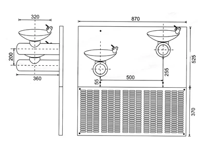 commercial facility wall mounted drinking water fountain with bubbler