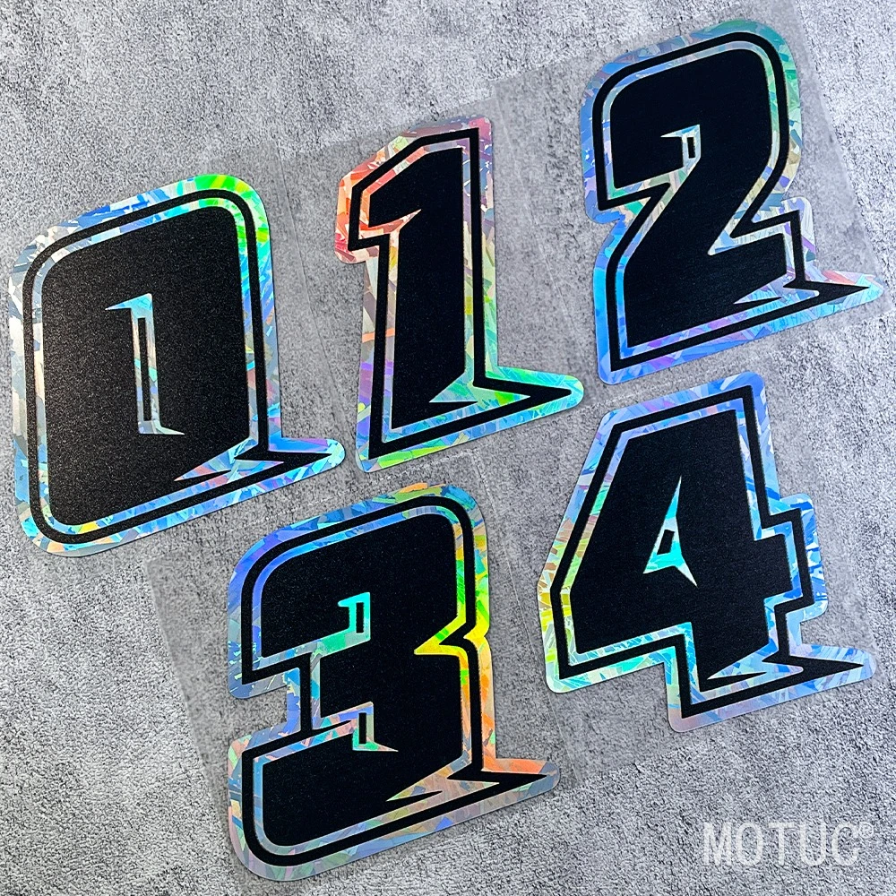 

1PC Holographic Carbon Number Motorcycle Sticker Waterproof for DIY Fuel Tank Fairing Helmet Bicycle Vinyl Decoration Decals