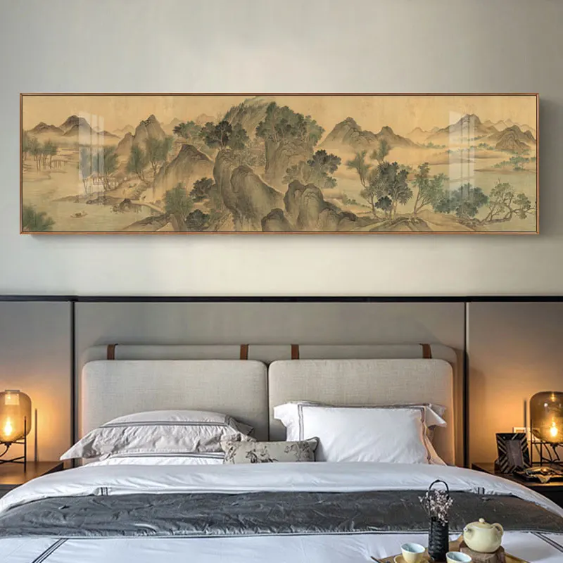 

Retro Chinese Scenery Style Canvas Print Landscape Bedside Ornament Wall Picture Painting Poster Art Bedroom Home Decor06