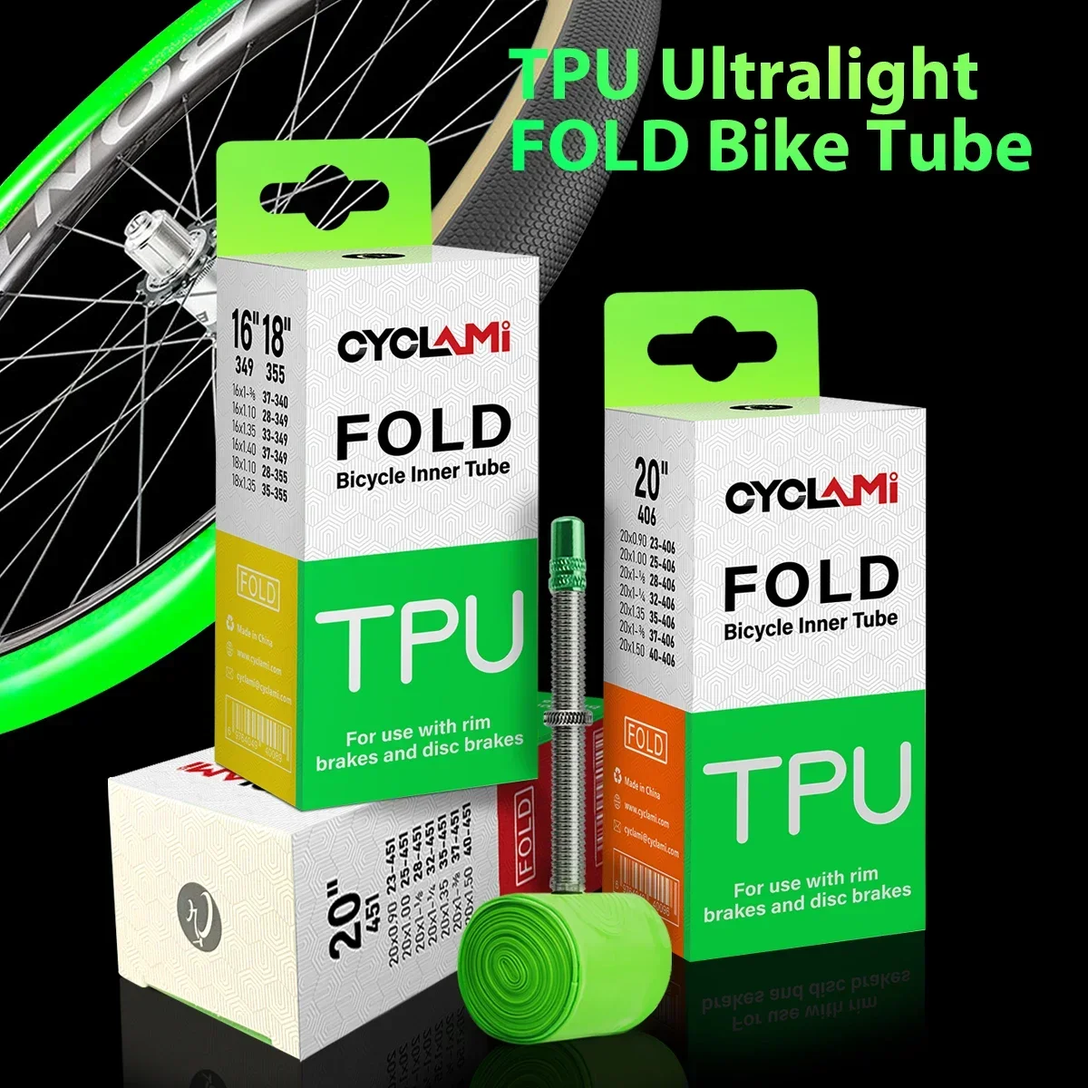 CYCLAMi Ultralight Folding Bike TPU Inner Tube For Bicycle Durable Tire 349 355 406 451 16\