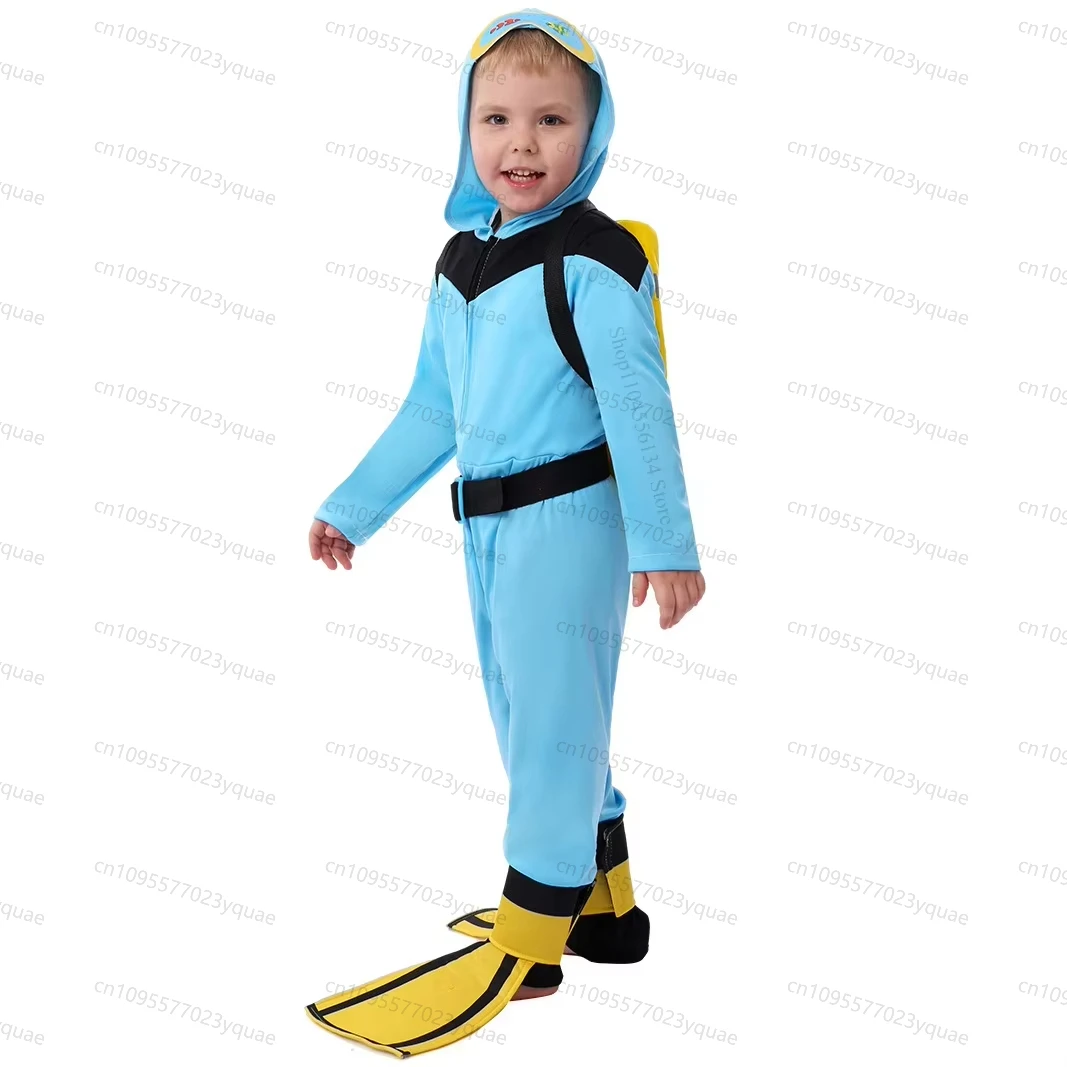 Kids Wetsuit Career Diver School Party Stage Show Performance Roles Play Outfit Children Boys Girls Halloween Cosplay Costumes