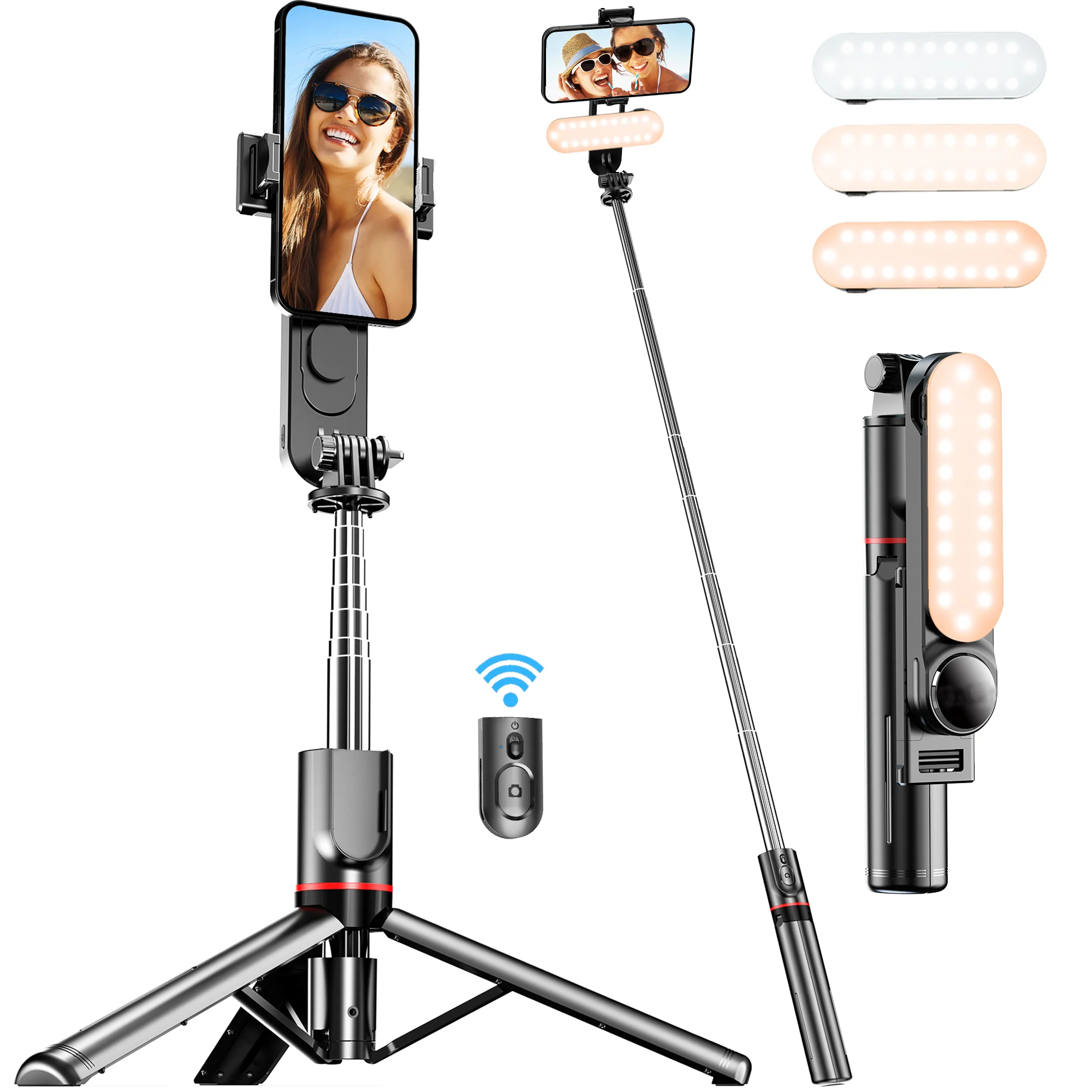 

Selfieshow L15 Fill Light Wireless Bluetooth Selfie Stick Tripod 1140mm Foldable Phone Live Stand For IOS Android Smartphones