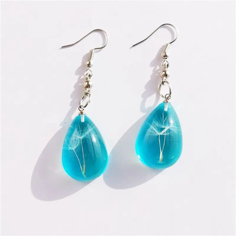 Boucles d'Oreilles de Pissenlit en Résine Xy Transparentes pour Femme, Bijoux Boho pour Fille, Fabrication Artisanale, Vente en Gros