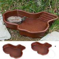 Turtle Feeding Dish Reptile Bathing Pool With Ramp And Basking terrace Aquarium Ornament For Turtle Bearded Dragon Gecko Yard