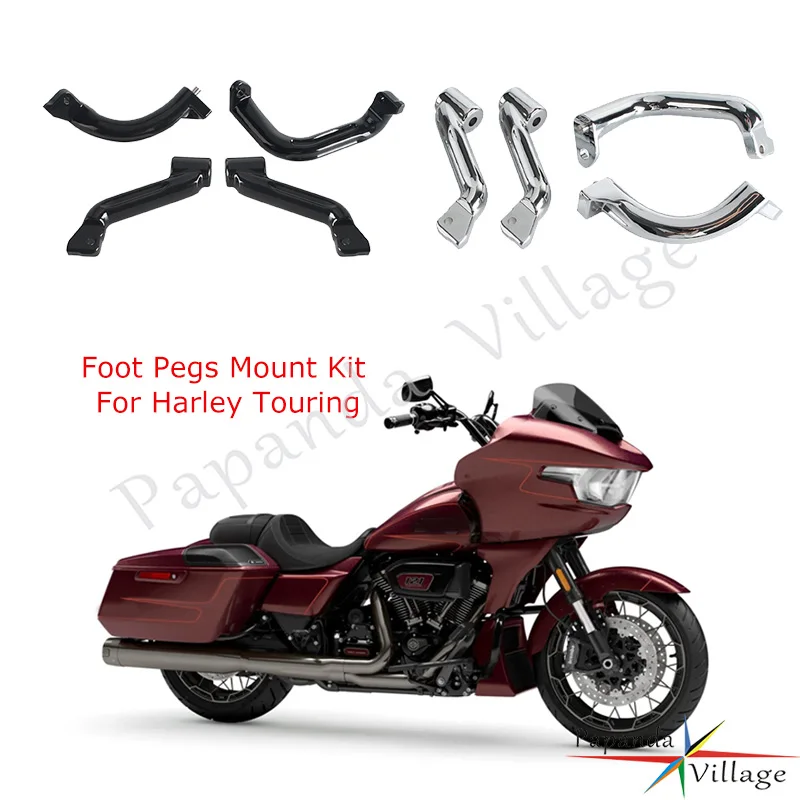 

Motorcycle Driver Left Right Footpeg Mount Kit With Unique Edge Design For 2017-later Harley Touring Electra Glide FLHT FLHTCU