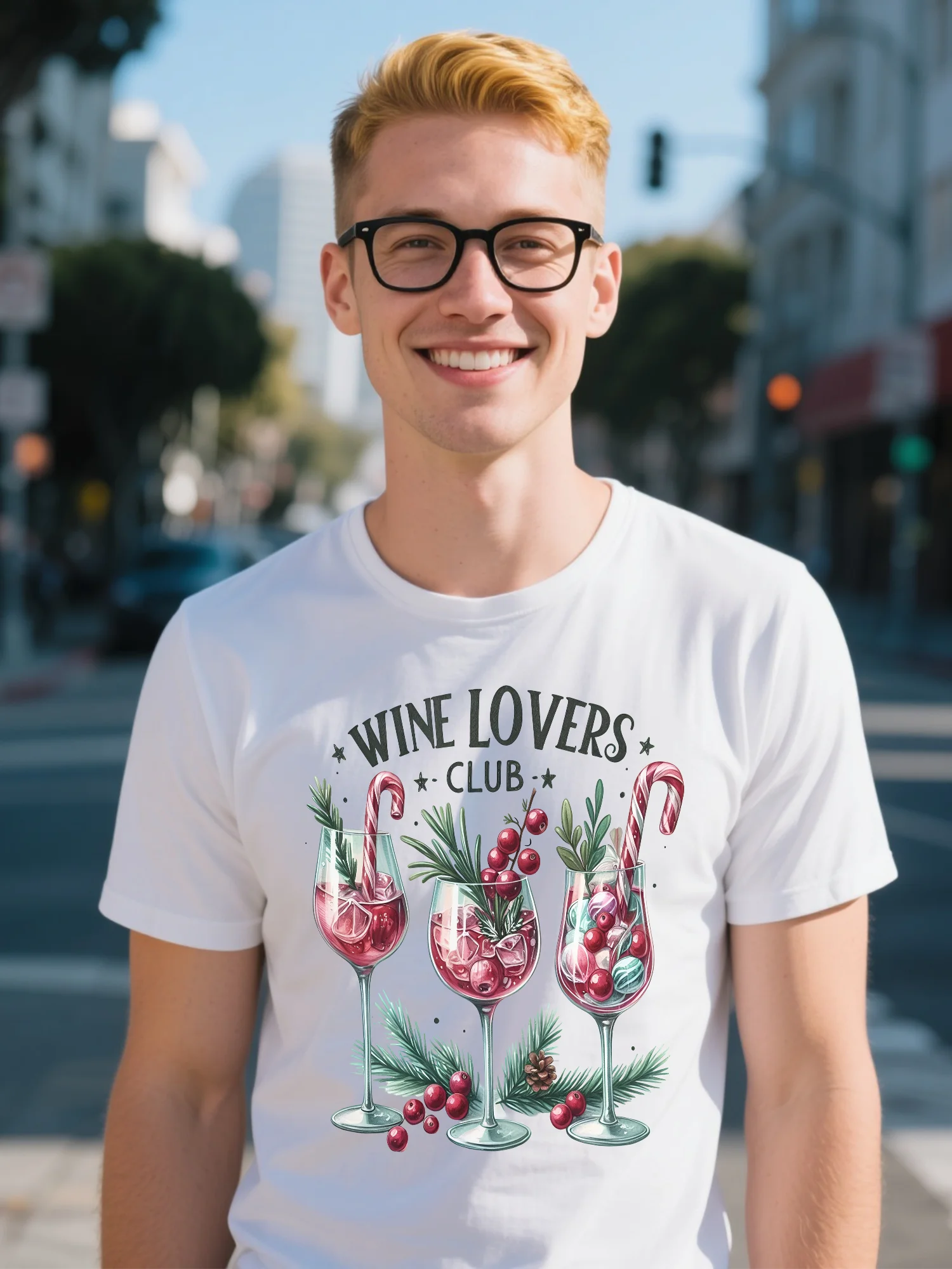 

10. Men's White Cotton Christmas Printed High Street Trendy Mistletoe Oversized T-shirt