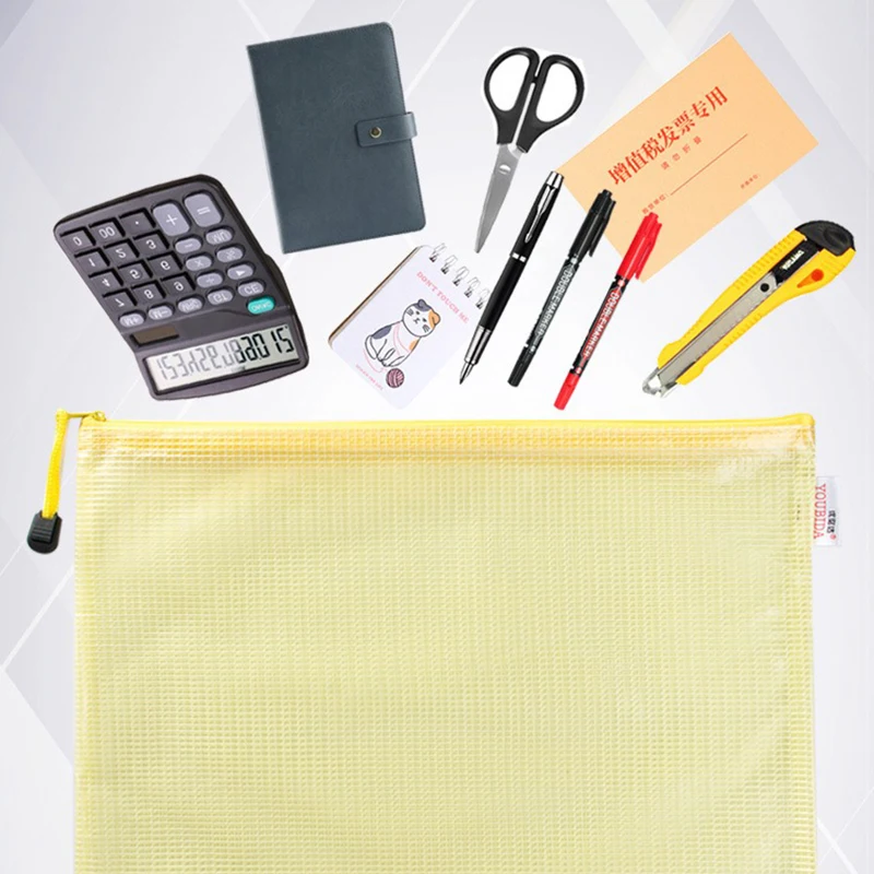 Grade saco com zíper 5/10/15/20 pçs pvc mix cor transparente à prova dwaterproof água armazenamento de documentos estudante papelaria escola material de escritório zyf