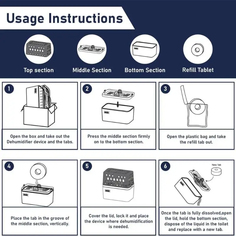 918d แพ็คของ 6 dehumidifier tabs tabs collection collection absoal boisture absorbers dehumidifier