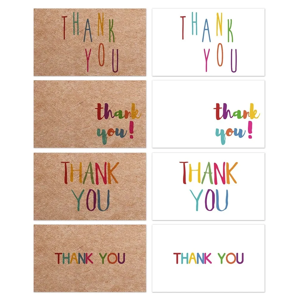 10-30Pcs Colorful Thank You Cards Kraft Paper Label For Wedding Decor Card For Small Business Give A Gift Card School Children