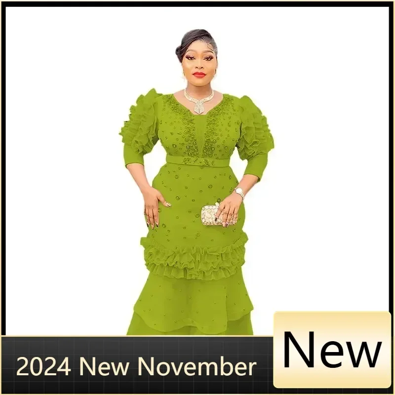 

Customized African Party Evening Dresses for Women Autumn Elegant Africa Clothing Plus Size Wedding Long Dress Dashiki Ankara Ou
