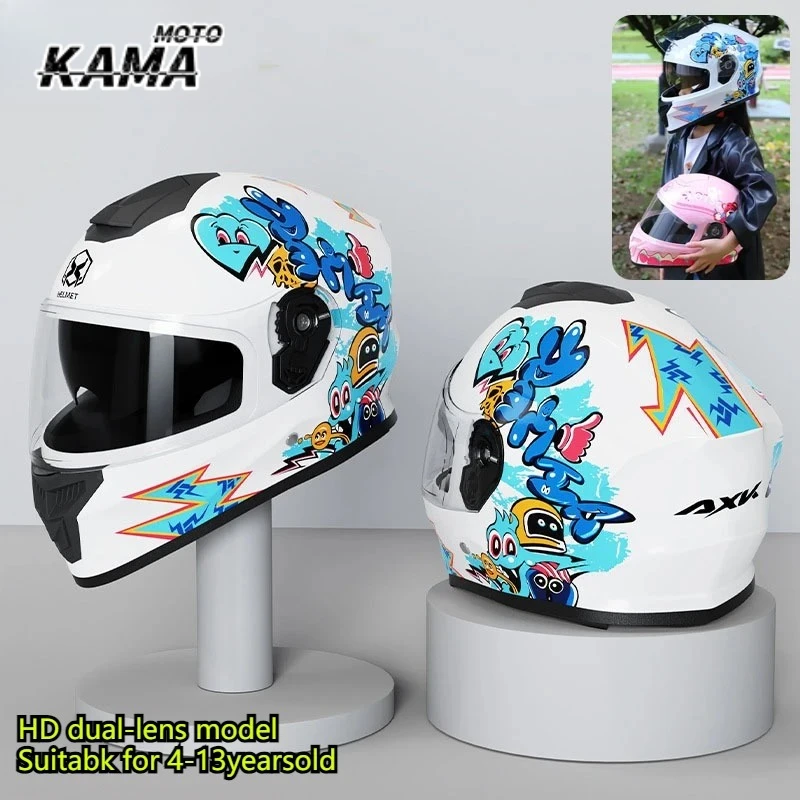 

Cartoon Pattern Child Motorcycle Full Face Helmet for Children Casco Moto Boy Girl Helmet Rosto Cheio Capacete Da Motocicleta