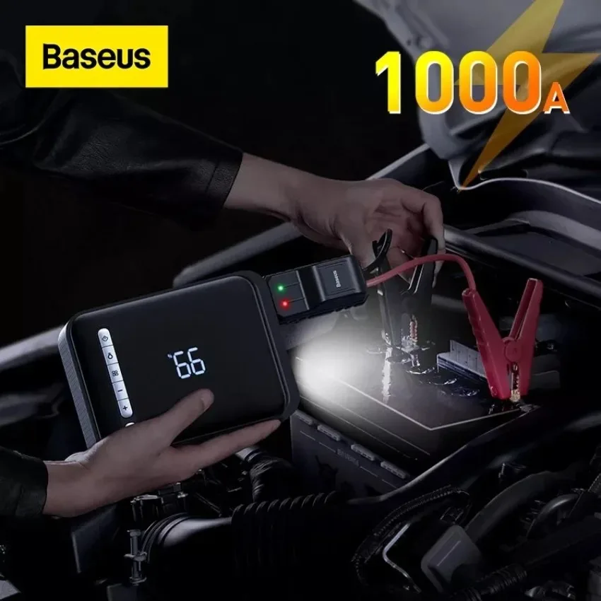 

Baseus Car Jump Starter 1000A 3 in 1 Portable Emergency Starter Power Bank 12V Booster Starting Inflator Pump Car Air Compressor