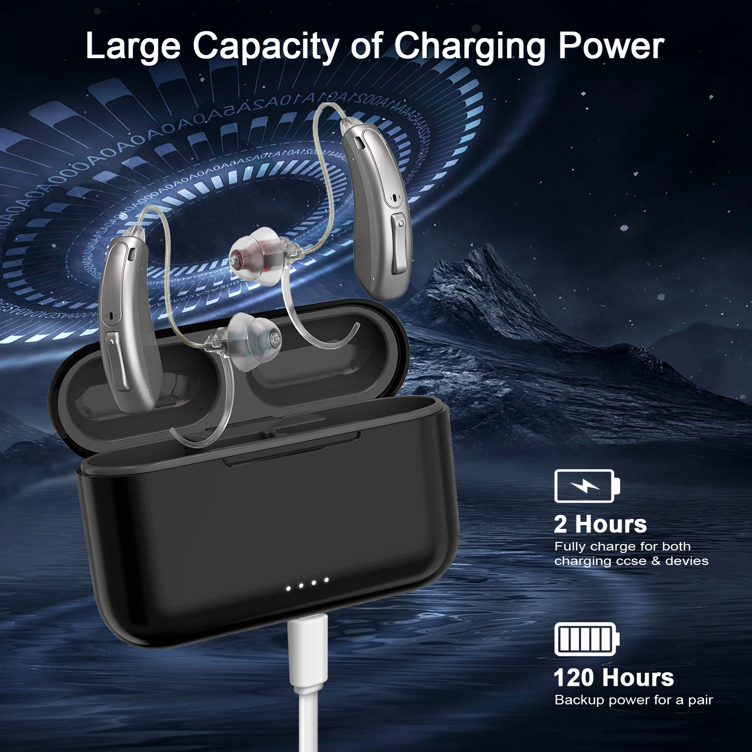 16 Channel Hearing Aids Rechargeable Bluetooth Hearing Aid for Seniors Adults Digital BTE Hearing Assist with Noise Cancelling