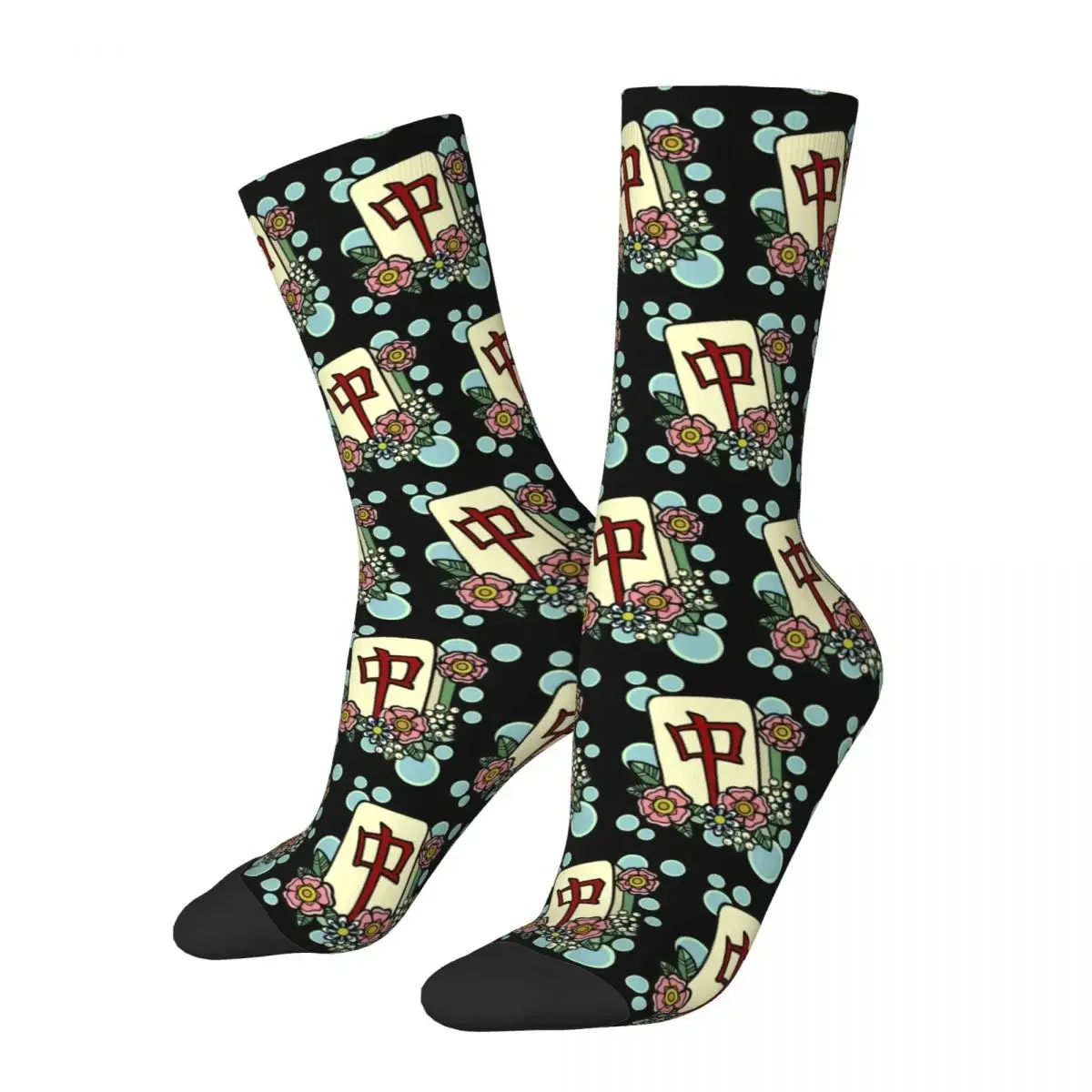 Harajuku Mah Jong Mahjong Basketball Socks Polyester Middle Tube Socks for Unisex