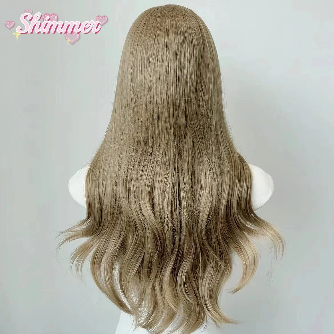 Shimmer Greenish Wood Gray Pink Wig Long Body Wave Lace Front Wig for Woman Cosplay Heat-resistant Synthetic Lace Front Wig