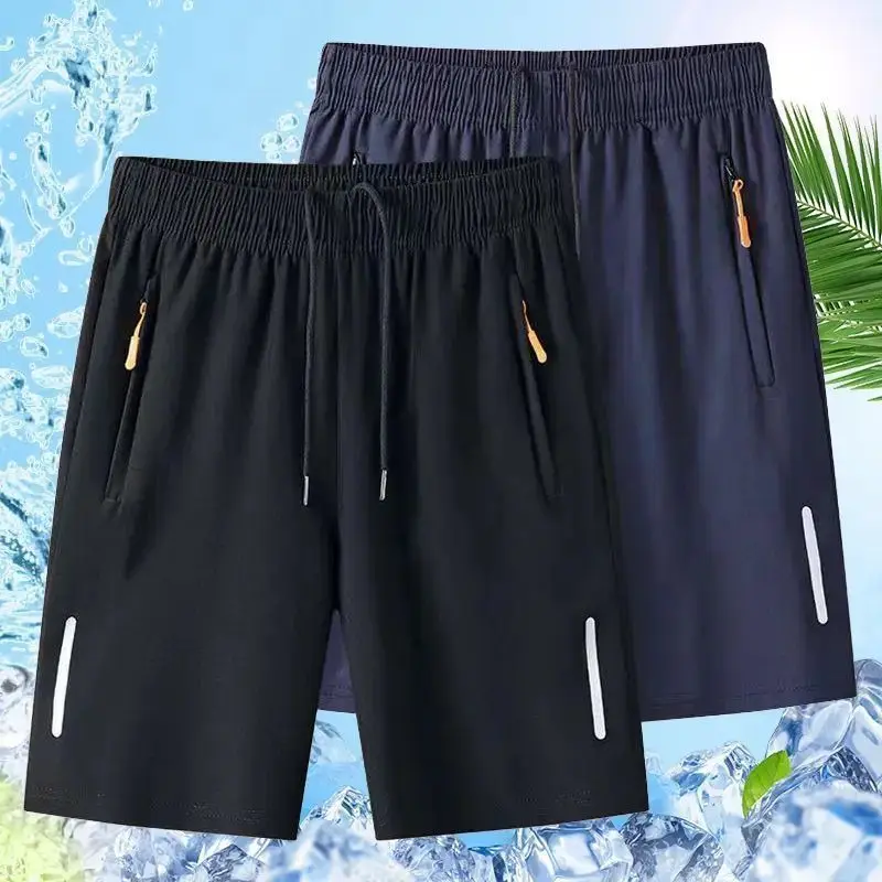

Baggy Shorts Man Ice Silk Quick-drying Men's Summer Thin Sweatpants Running Short Pants Loose Large-size Shorts Beach Pants