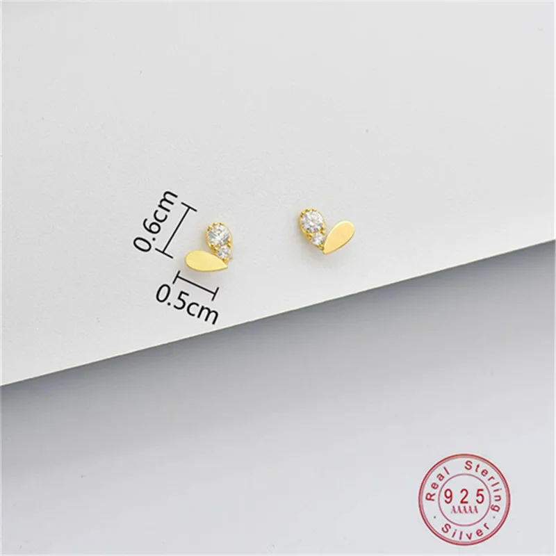 Premium Half Zircon Heart-shaped Asymmetrical Earrings Delicate S925 Sterling Silver Female Student Simple Accessories Gifts