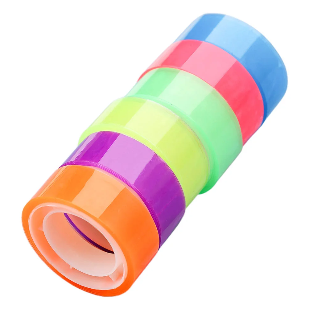 

6 Rolls Color Transparent Tape Bright Colors Lasting Journaling Supplies Scrapbook Tape Office Study Materials School