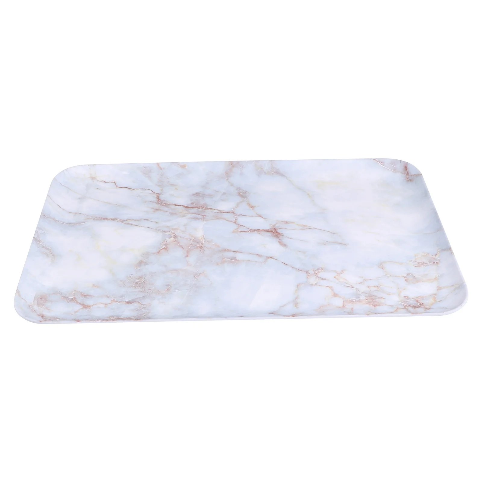 

1pc Premium Melamine Tray Marble Texture Storage Serving Dish For Home Tea Snack Fruit Display Space Saving