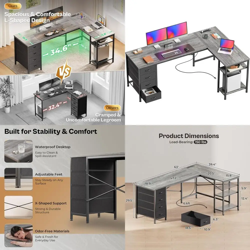 63 Grey L-Shaped Ga…