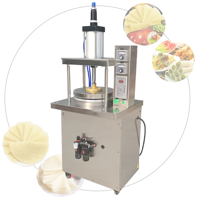 

Pneumatic Controlled Cake Pressing Machine Commercial Vertical Pancake Making Machine Ultra Thin Spring Rolls Machine