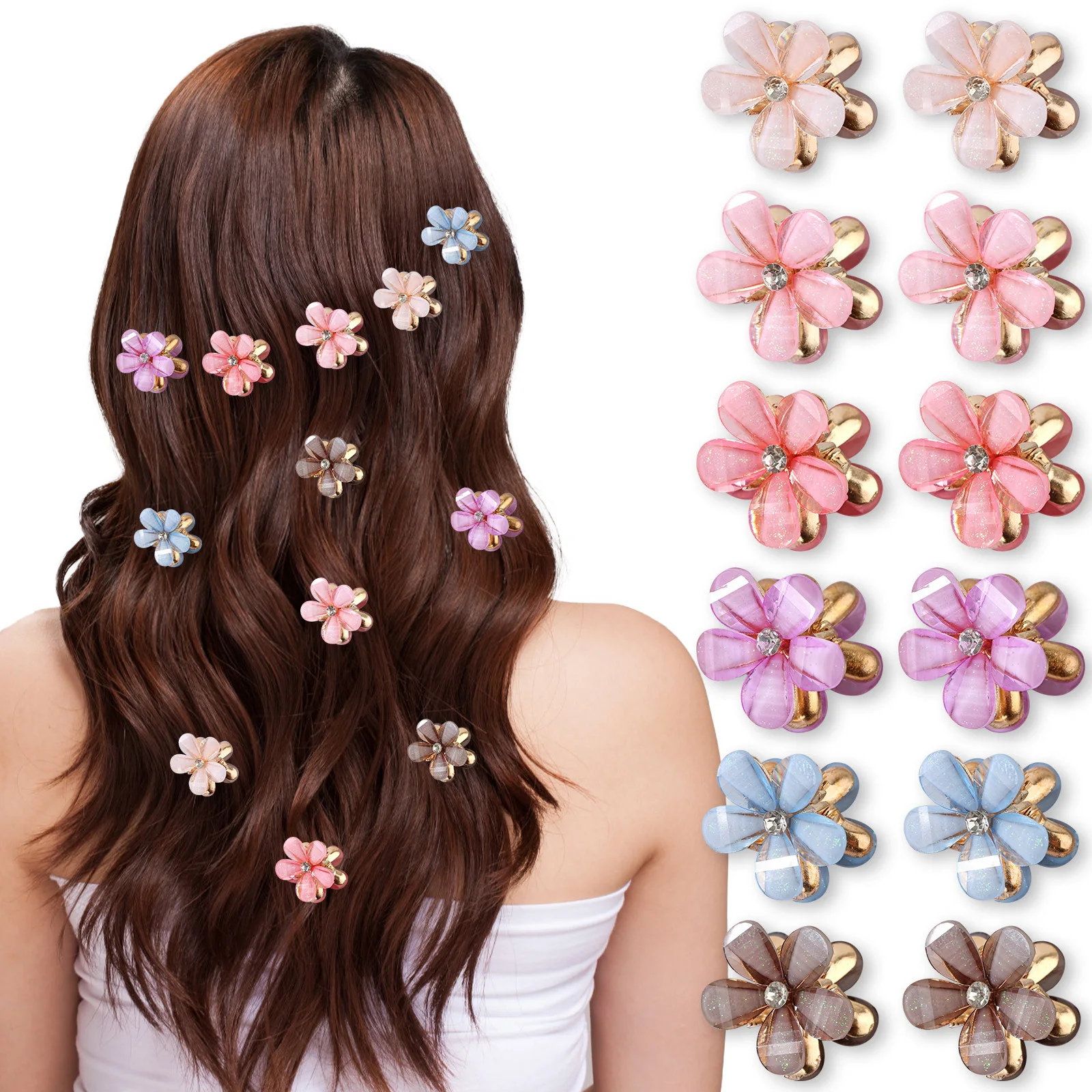 Super Fairy Hair Clips Women\'s Rose Hair Clips Tulip Mini Hair Clips Small Cute Metal Clips 12pcs Girls Hairstyle Tools