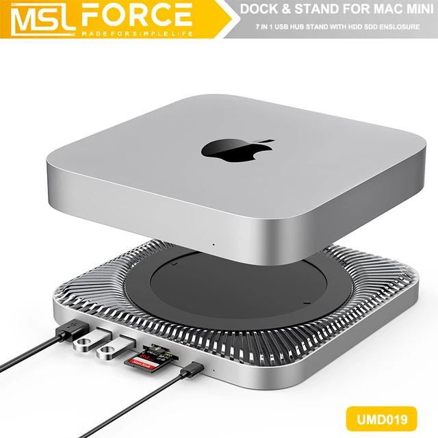 外部ストレージディスクと4ポートを備えたMacMini m1ドックステーション,USB cハブ,SD/tfカードリーダー,2.5インチsata ssd  hdd - AliExpress