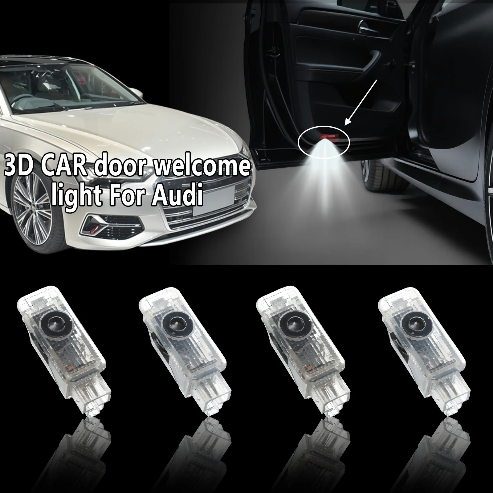 

Подходит для Audi Q3 Q5 Q7 R8 TT, дверной светильник, 3D светодиодный автомобильный дверной проектор, лазерный приветственный свет с логотипом, автоматическое распознавание, скрытый