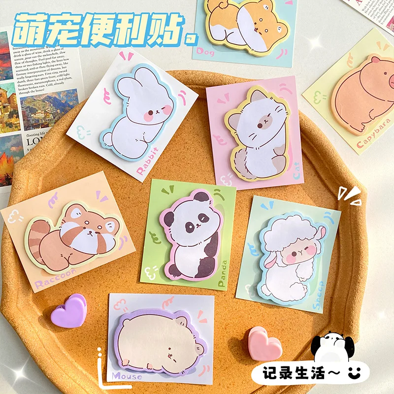 2/5set Cute Animal Sticky Notes Cute Cartoon Memo Pad Ins Kawaii Stationery Posted Tabs Its Memo Message Paper School Supplies