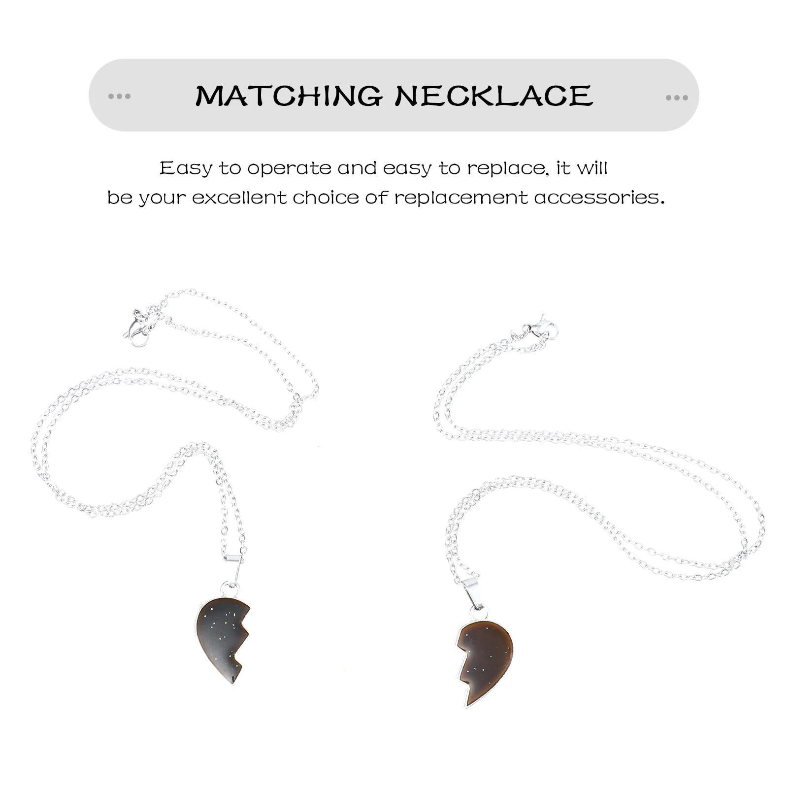 

1Pair Women Color Changing Necklace Temperature Sensing Matching Heart Christmas Gift Color Changing Necklaces