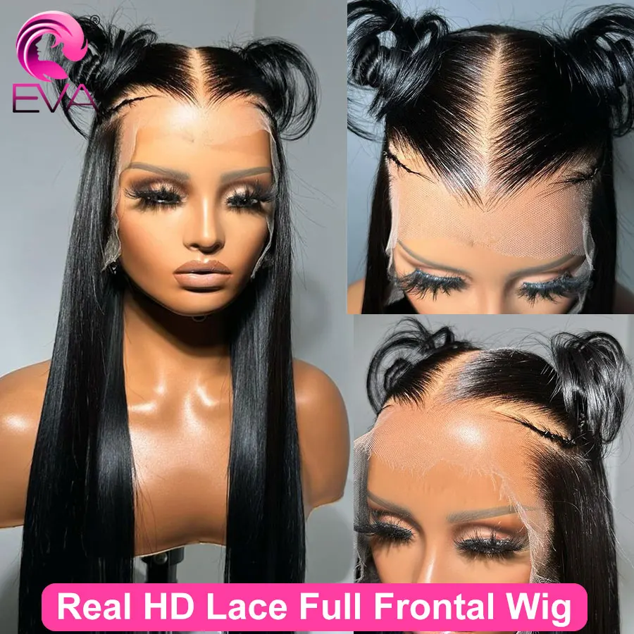 Eva Real HD Lace Full Frontal Wig 13x6 13x4 HD Lace Front Human Hair Wigs Pre Plucked Melt Skins Straight Hair HD Wigs Deep Part