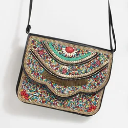 Persian Style Beading Purse Colorful Shell Flower Elephant Handmade Body Cross Bags Stone Coin Pouch Thailand Crafts Souvenir