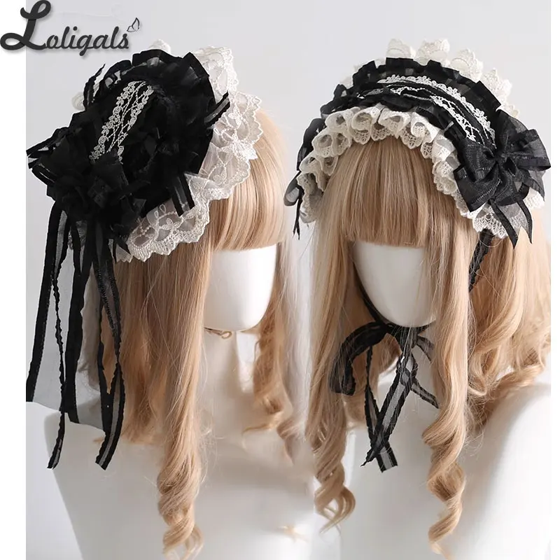 

Sweet Maid Headband Black and Beige Elegant Classical KC Hair Accessories Doll Style Headband Top Hat ~ Seventh Night Chapter