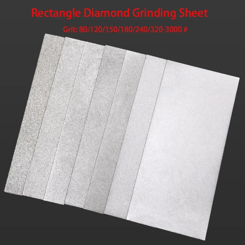 1-10Pcs Rectangle Diamond Grinding Sheet 170*75mm Hard Sharpening Stone Plate Lapping Film 80/120/150/180/240/320-3000 Grit