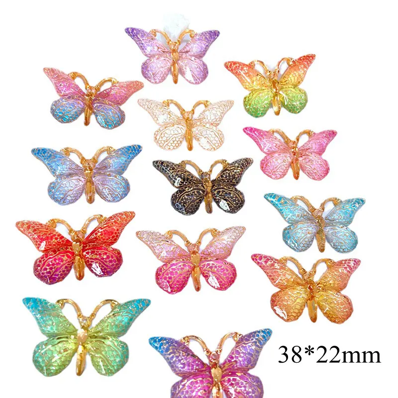 10Pcs NEW 38*22mm Butterfly Plannar Accessories Soft Rubber Jewelry Making DIY Crafts Phone Case Ornament Material
