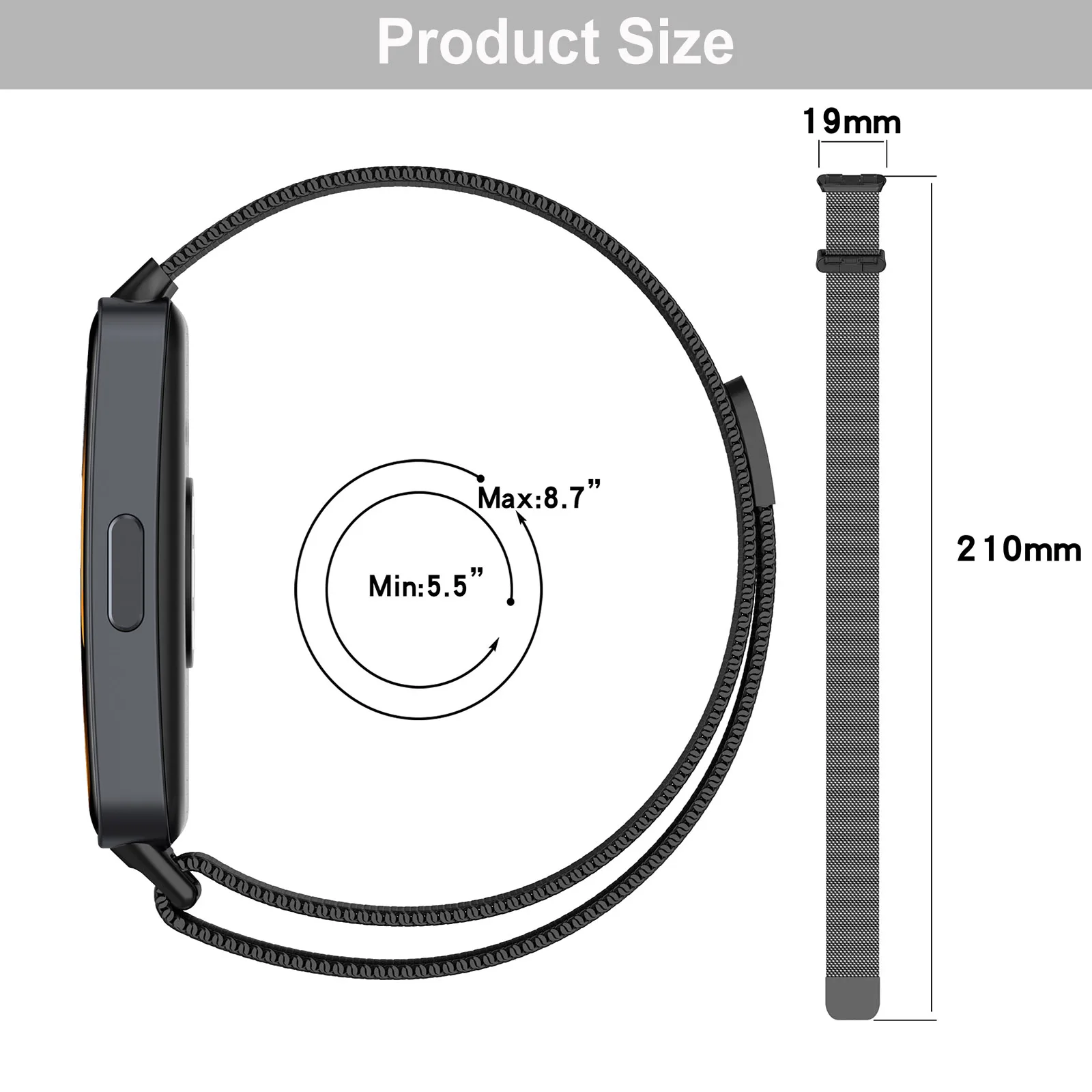 Mlianese Loop For Huawei Band 9 8 Smartwatch Magnetic correa Wrist band Metal Stainless Steel Bracelet Huawei Band 8 9 strap