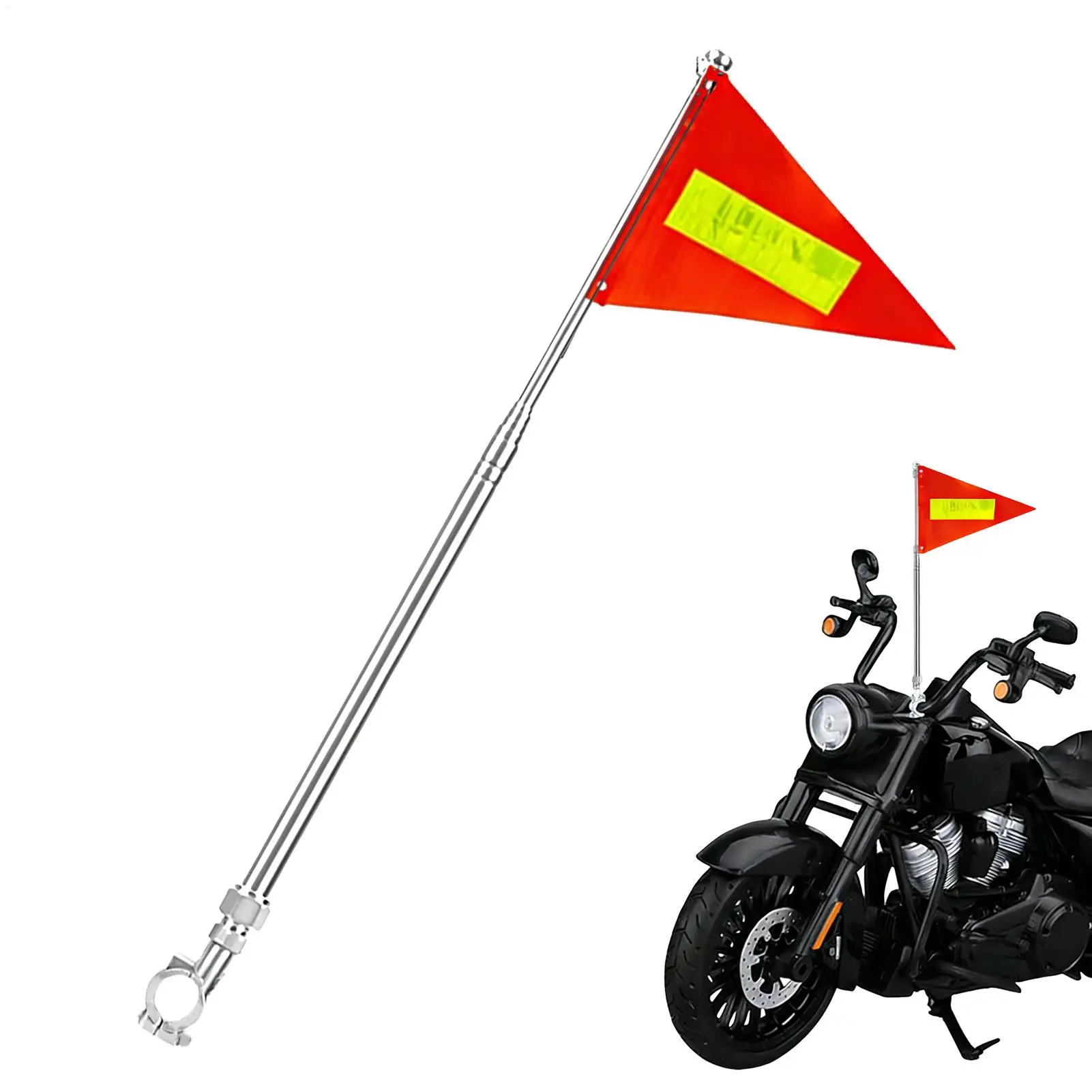 Bike Flag Tear-Resistant Waterproof Retractable Pennant Reflective Bike Flag with Pole for Safety for Kids Adult Scooter