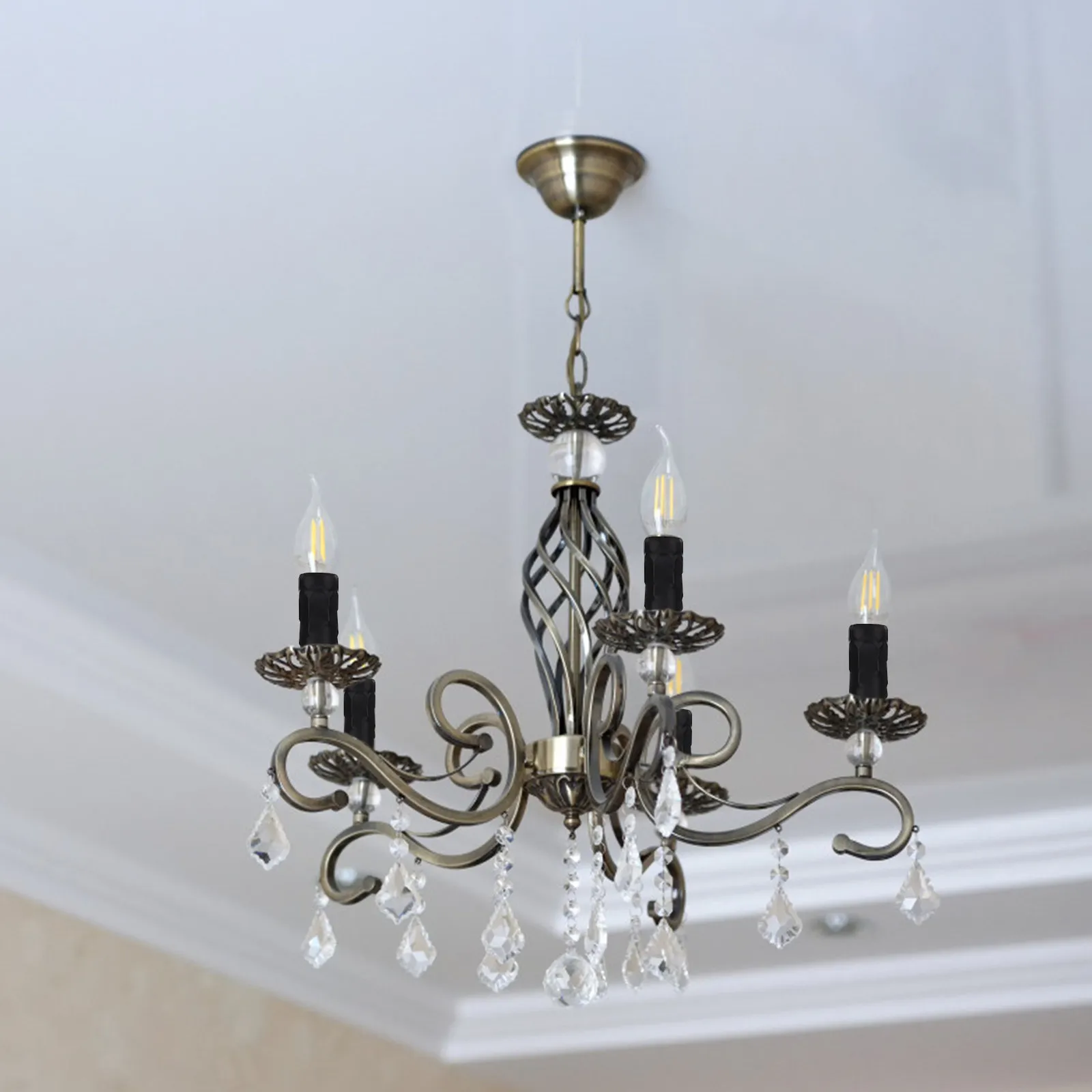 6Pcs Chandelier Lamp Holder Tubes E14 Socket Covers Decorative Iron Sleeve for European Style Crystal Chandeliers