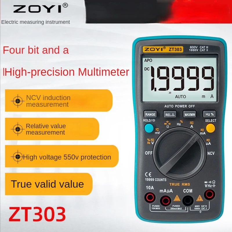 

Digital Multimeter ZT301 302 303 True-RMS DC/DA Voltmeter Ammeter Multimetro DMM Resistance Ohm Cap Hz Temp Tester