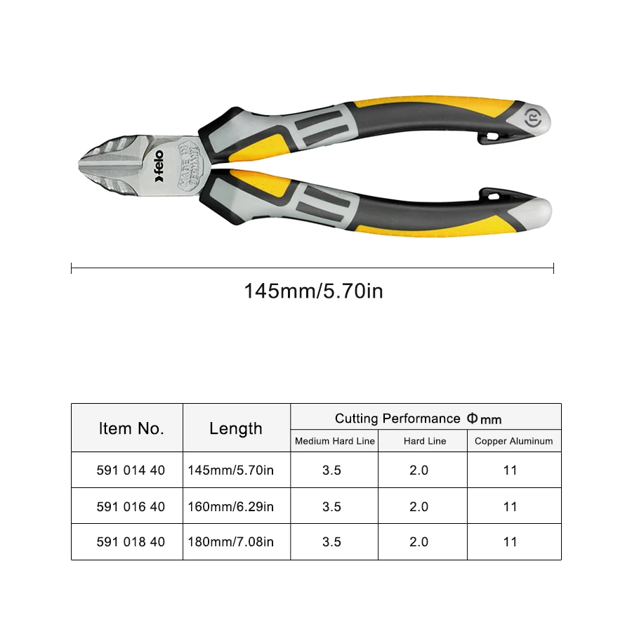 FELO Diagonal Nippers 145mm Able to Cut Hard Wire and Copper Aluminum Model Assembly DIY Cutting Plier 59101