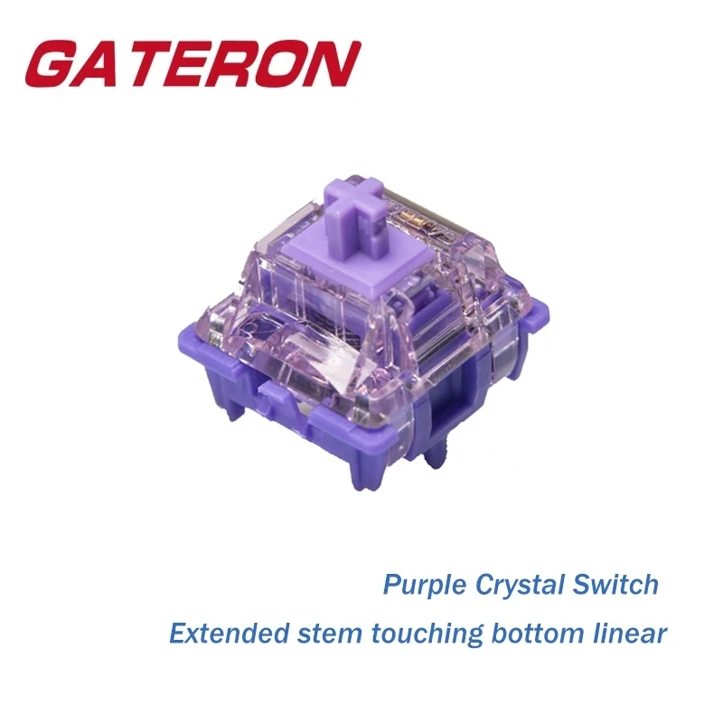 

Gateron Purple Crystal Switch Linear 5 Pin High Gloss Translucent Top Housing Extended Stem DIY Hotswap