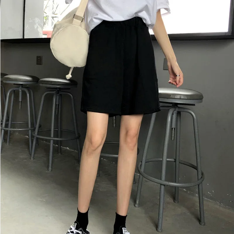 Shorts Women Solid Ulzzang Loose Chic Students Cool Girls BF Harajuku Casual Soft All-match Streetwear Elastic Waist Daily New