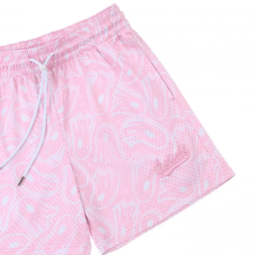 Pink Embroidered Mesh American Three-point Pants Ghost Printing Casual Basketball Shorts Versatile Beach Pants Factory Wholesale