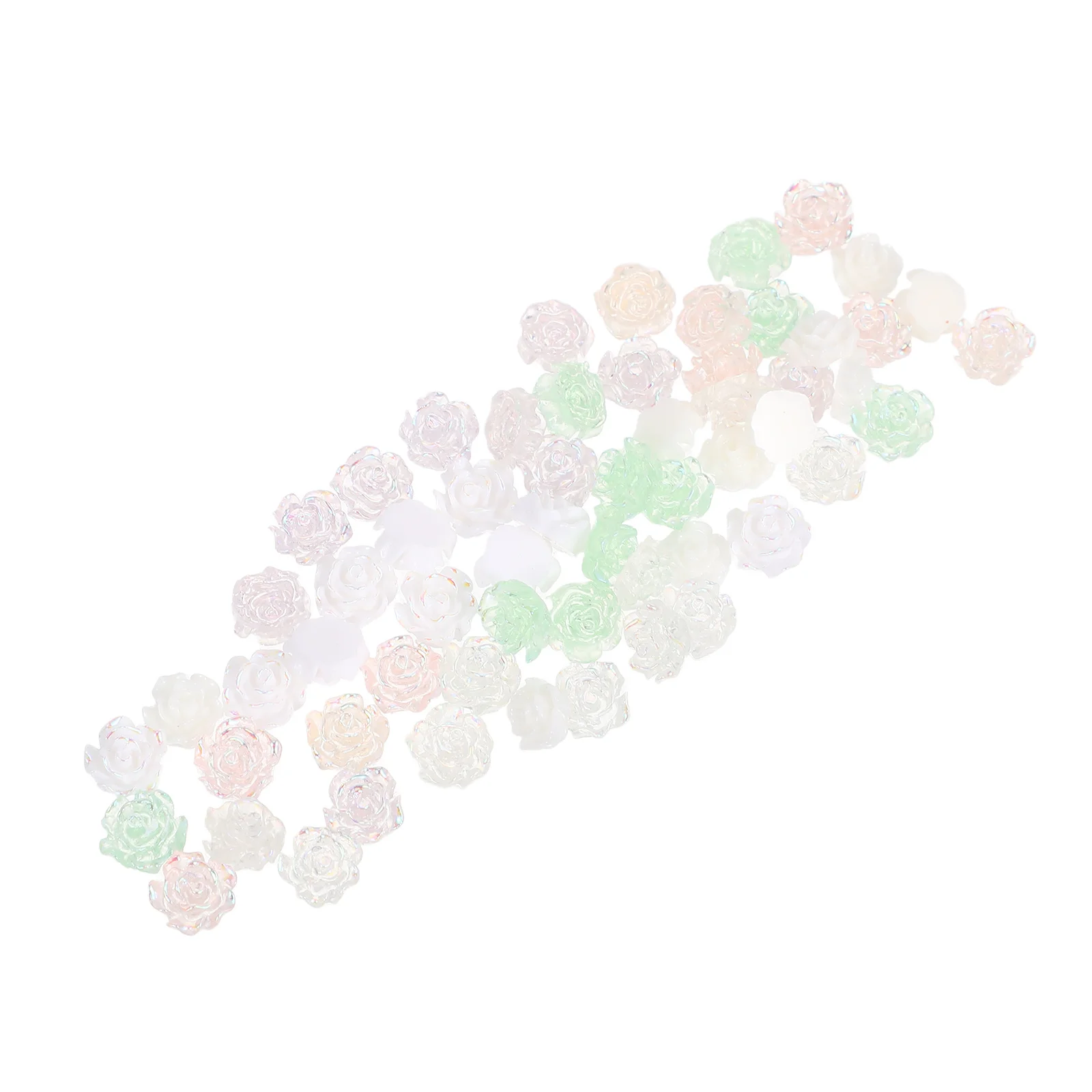 

60pcs Decorations: 3D Camellia Flower Charms Resin Iridescent Finish For Diy Manicure Valentine'S Day Charms Floral