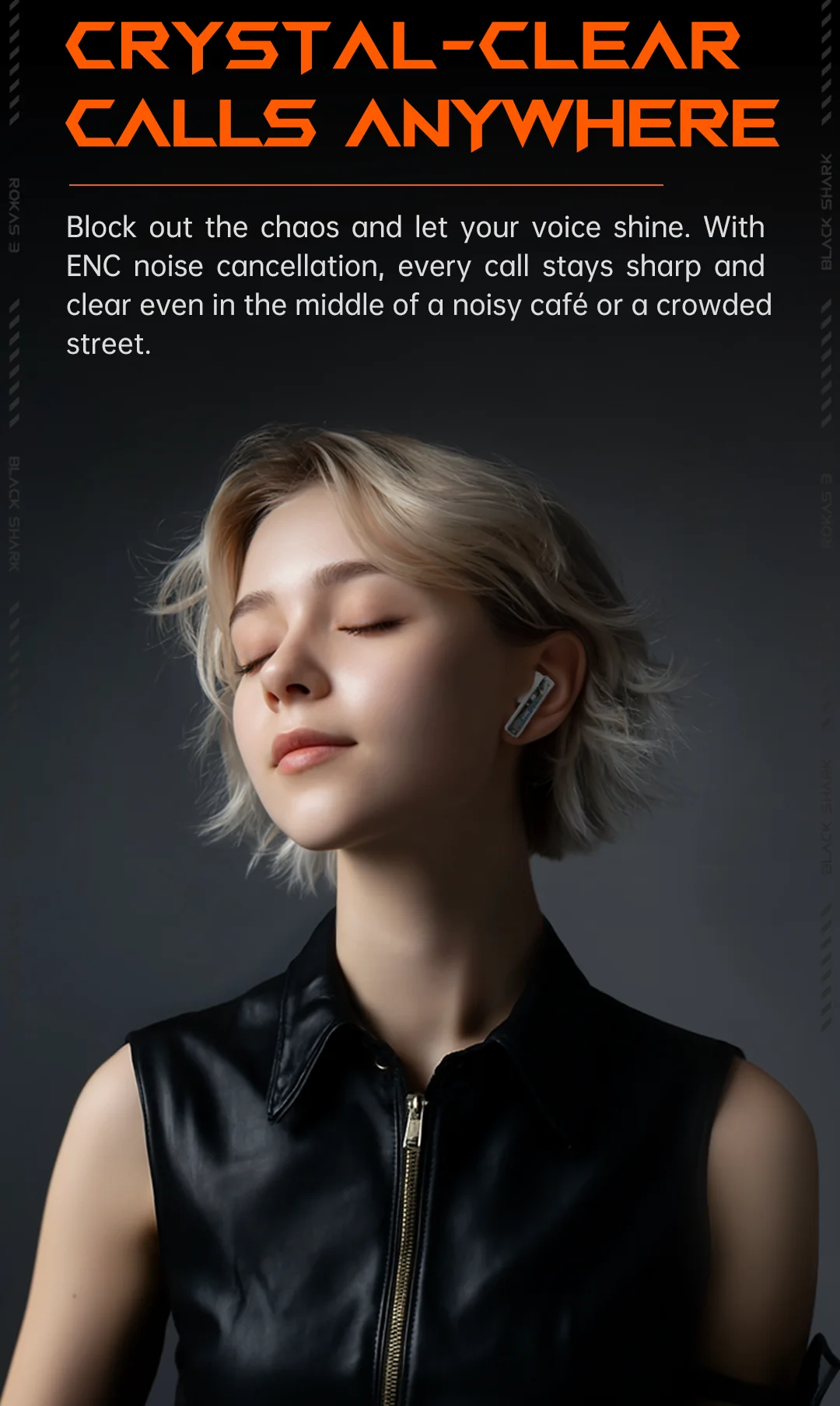 Black Shark Rokas 3 TWS Wireless Earbuds, with HIFI Stereo, Bluetooth 5.4, Fidget Spinner 24H Battery Life RGB Light Low Latency