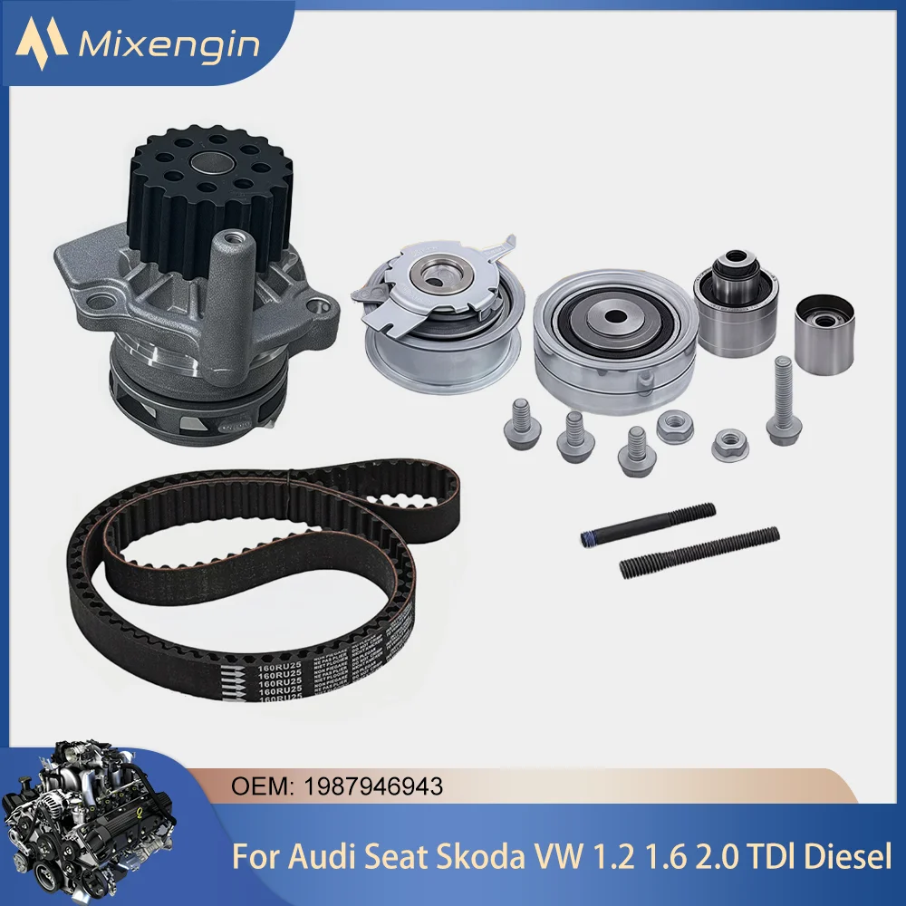 Timing Belt + Water Pump Kit Fit 1.2T 1.6T 2.0T TDI 1987946943 For Audi A1 A3 A4 A5 A6 Q3 Q5 TT VW Skoda Seat 1.2 1.6 2.0 Diesel