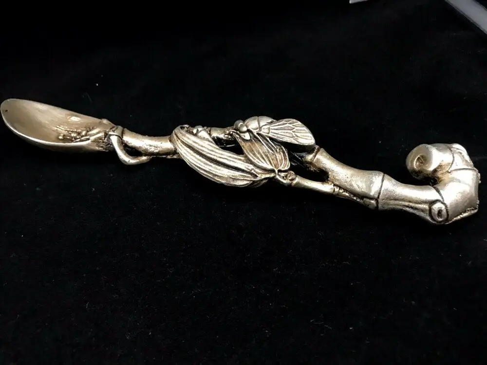 Exquisite Cuprum -Plating Silver Bamboo Cicada Spoon