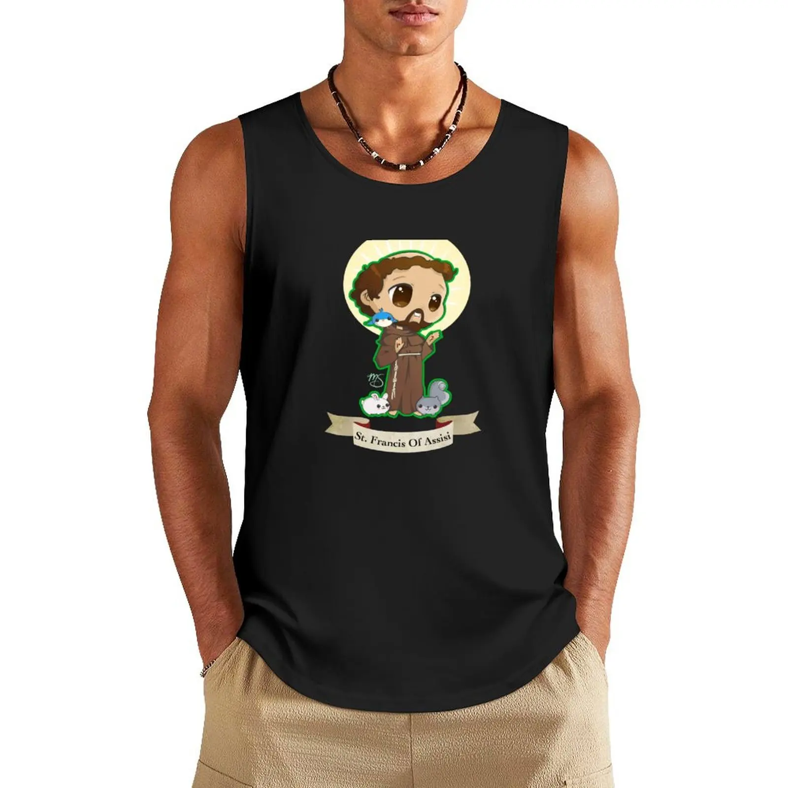 

Chibi St. Francis of Assisi Tank Top gym clothing men sleeveless t-shirts for men sleeveless shirt man gym