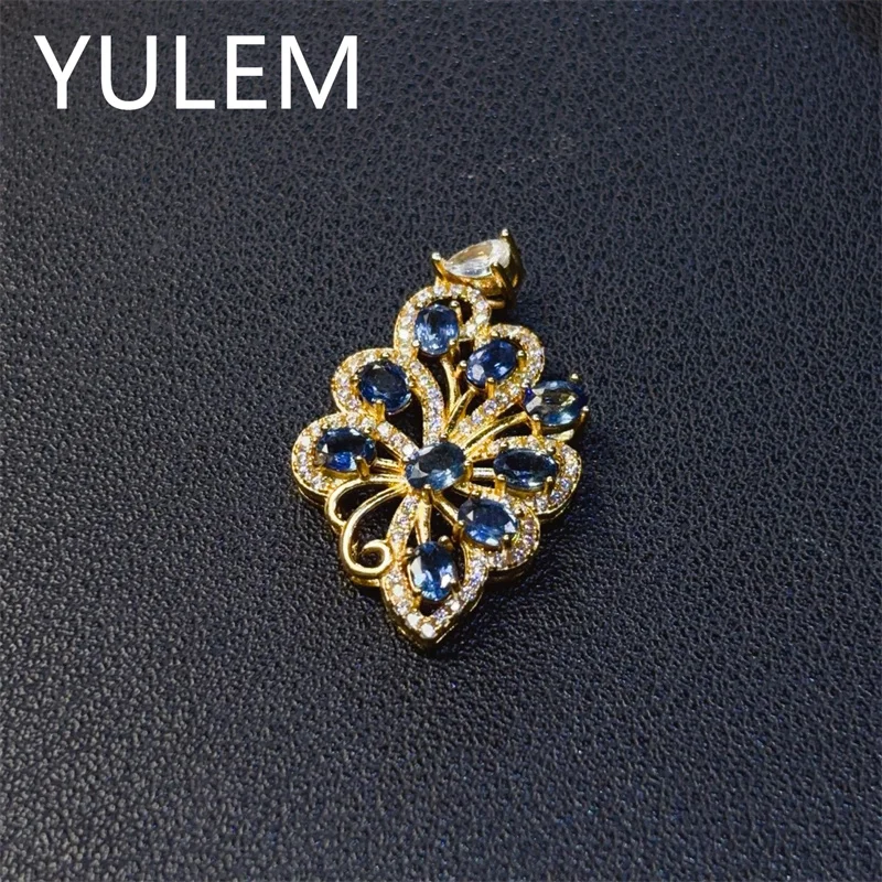 

Luxury Flower Natural Sapphire Necklace Silver 925 3x4mm Natural Gem for Women Daily Wear
